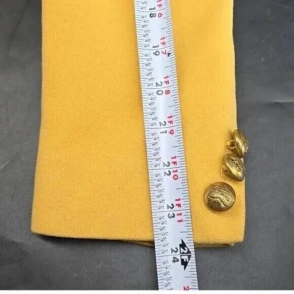 Burberry Wool & Cashmere Mustard Yellow Double-Breasted Blazer. Size 12. - Picture 6 of 14